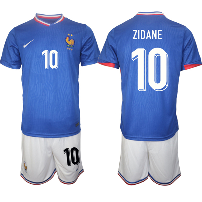 Men's France #10 Zidane Blue 2024-25 Home Soccer Jersey Suit